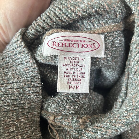 Northern Reflections Green Embroidered Winter Sweater M Cowl Neck Cabincore Cozy - Picture 4 of 4